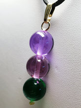 Load image into Gallery viewer, Green Violet Healing Flame Andara Crystal Pendant 12mm