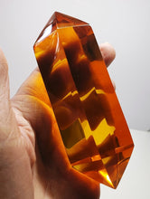 Load image into Gallery viewer, Amber - Light Double Terminated Polished Andara Crystal Wand 292g