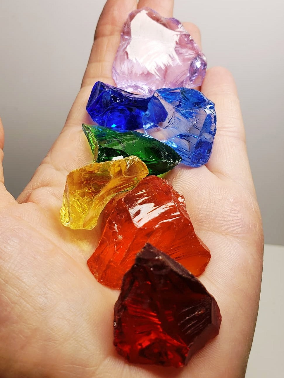 Traditional Andara Crystal Bundle chakra colors 94.48g