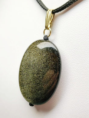 Obsidian - Golden Sheen Therapeutic Pendant A
