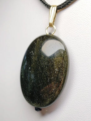 Obsidian - Golden Sheen Therapeutic Pendant B