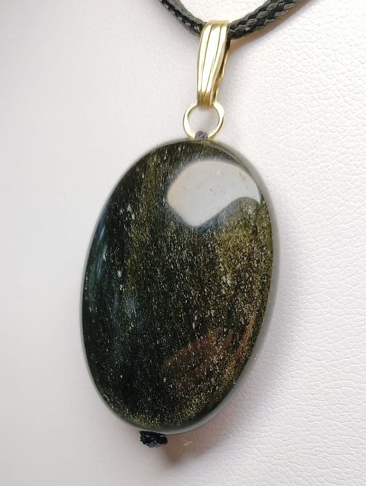 Obsidian - Golden Sheen Therapeutic Pendant B