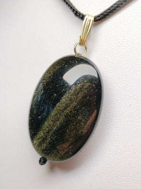 Obsidian - Golden Sheen Therapeutic Pendant C