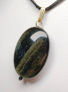 Obsidian - Golden Sheen Therapeutic Pendant C