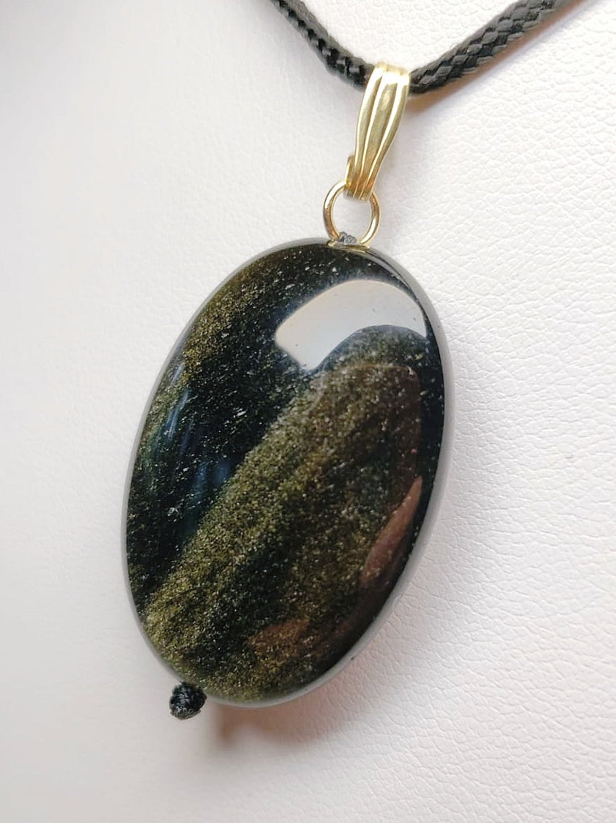 Obsidian - Golden Sheen Therapeutic Pendant C