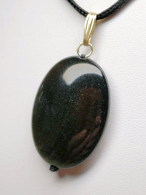 Obsidian - Golden Sheen Therapeutic Pendant D