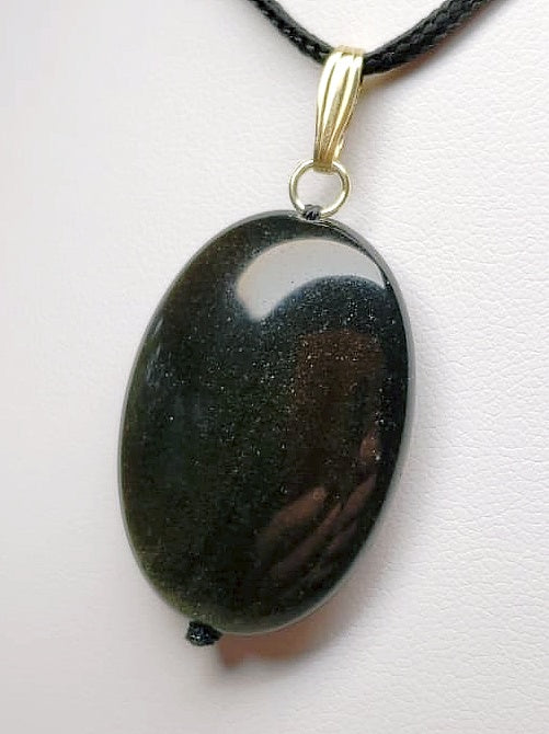 Obsidian - Golden Sheen Therapeutic Pendant D