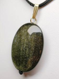 Obsidian - Golden Sheen Therapeutic Pendant D