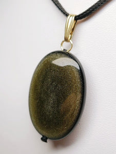 Obsidian - Golden Sheen Therapeutic Pendant E