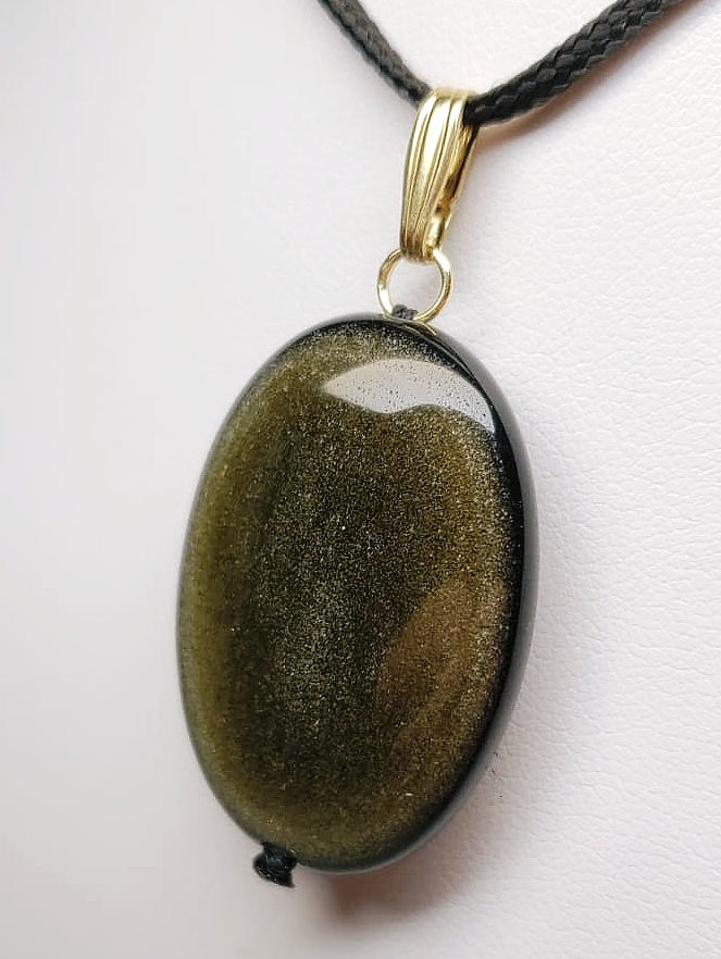 Obsidian - Golden Sheen Therapeutic Pendant E