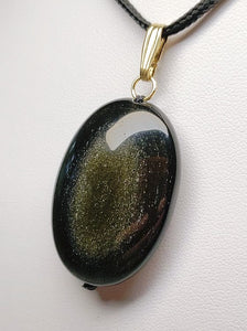 Obsidian - Golden Sheen Therapeutic Pendant E