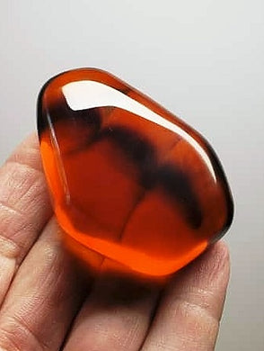 Amber / Lemurian Amber Andara Crystal Hand / Palm Piece 68g