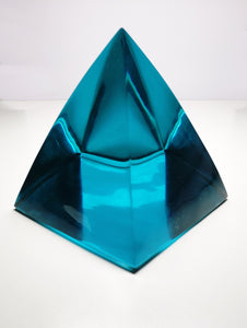 Aqua Blue Andara Crystal Pyramid 4in x 4in x 4in