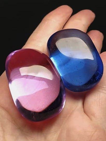 Andara Crystal Tumbled Pair Blue Violet Healing Flame