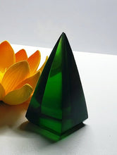 Load image into Gallery viewer, Green (Deep) Andara Crystal Nubian Pyramid 2.5in x 1.25in