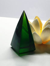 Load image into Gallery viewer, Green (Deep) Andara Crystal Nubian Pyramid 2.5in x 1.25in