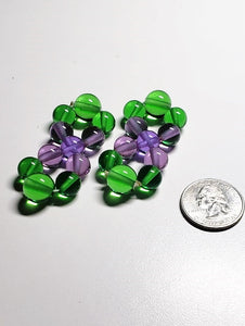 Green Violet Flame Andara Crystal Healing Tool PAIR