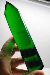 Green Polished Andara Crystal Wand with rounded base (massage tool)