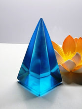 Load image into Gallery viewer, Blue - Light Bright Andara Crystal Nubian Pyramid 3in x 1.5in