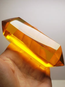 Amber - Light Double Terminated Polished Andara Crystal Wand