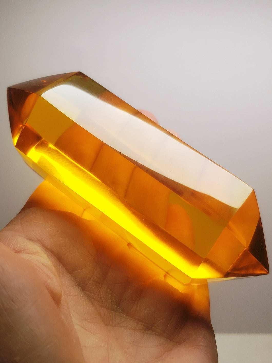 Amber - Light Double Terminated Polished Andara Crystal Wand
