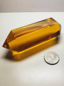 Amber - Light Double Terminated Polished Andara Crystal Wand