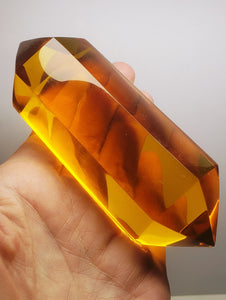 Amber - Light Double Terminated Polished Andara Crystal Wand