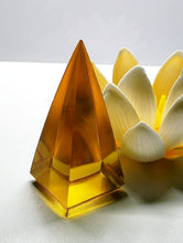 Load image into Gallery viewer, Amber - Light Andara Crystal Nubian Pyramid 2.5in x 1.25in