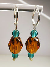 Load image into Gallery viewer, Amber - Light &amp; Turquoise Andara Crystal Earrings