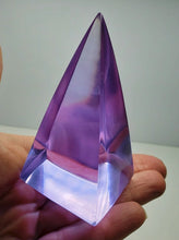 Load image into Gallery viewer, Violet - Light (color change) Andara Crystal Nubian Pyramid 3in x 1.5in