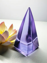 Load image into Gallery viewer, Violet - Light (color change) Andara Crystal Nubian Pyramid 3in x 1.5in