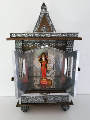ABUNDANCE Shrine/temple/alter  Home Pooja Mandir Pure Silver Aluminum Sheets and oxidized copper accents