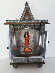 ABUNDANCE Shrine/temple/alter  Home Pooja Mandir Pure Silver Aluminum Sheets and oxidized copper accents