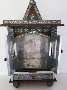 ABUNDANCE Shrine/temple/alter  Home Pooja Mandir Pure Silver Aluminum Sheets and oxidized copper accents