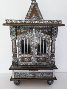 ABUNDANCE Shrine/temple/alter  Home Pooja Mandir Pure Silver Aluminum Sheets and oxidized copper accents