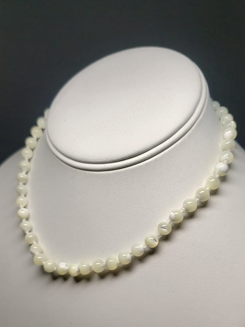 Mother of Pearl  EO 6.5mm 13-14.5inch adjustable Kid's Necklace