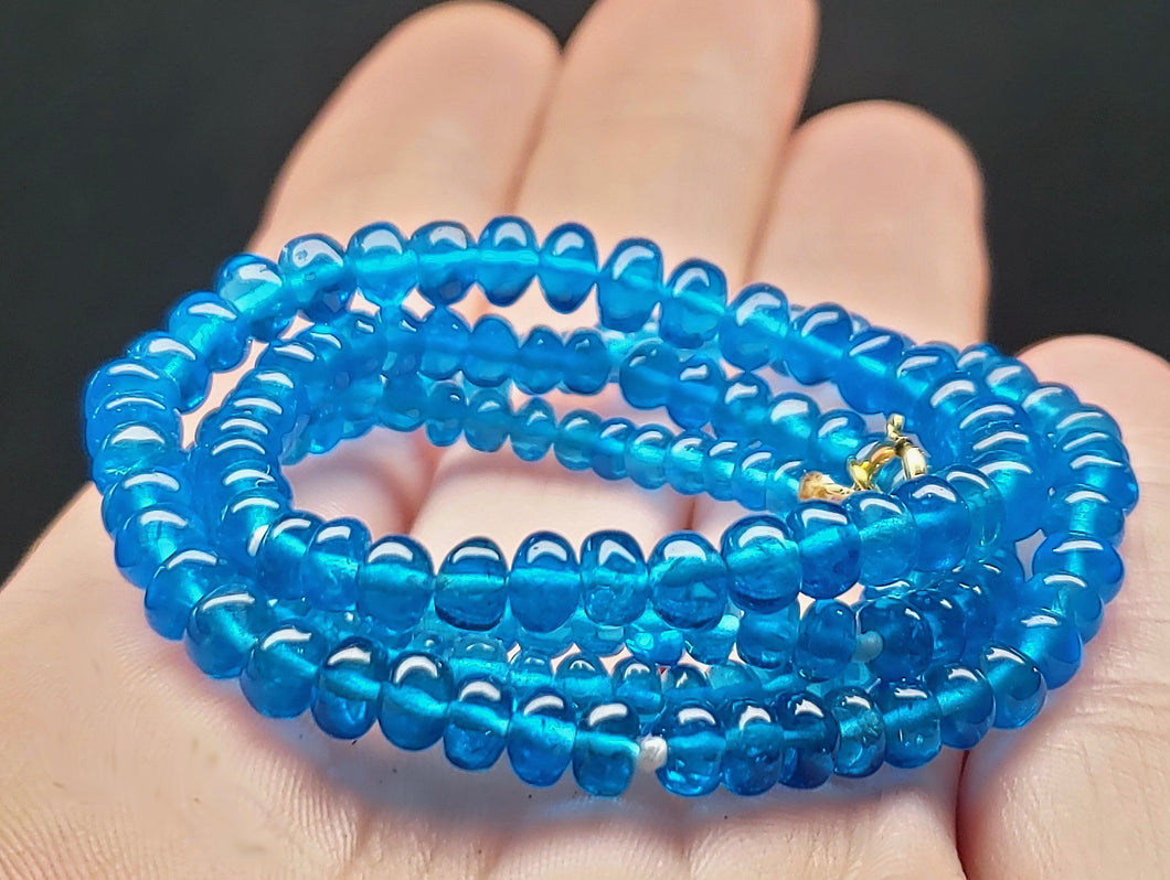 Apatite - Blue (neon) EO+ 3.5-5.5mm 18.75inch