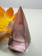 Load image into Gallery viewer, Pink (Seafoam) Andara Crystal Nubian Pyramid 2.5in x 1.25in
