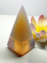 Load image into Gallery viewer, Opalesence - Pink Andara Crystal Nubian Pyramid 3in x 1.5in