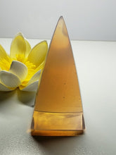 Load image into Gallery viewer, Opalesence - Pink Andara Crystal Nubian Pyramid 3in x 1.5in