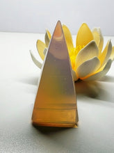 Load image into Gallery viewer, Opalesence - Pink Andara Crystal Nubian Pyramid 2.5in x 1.25in