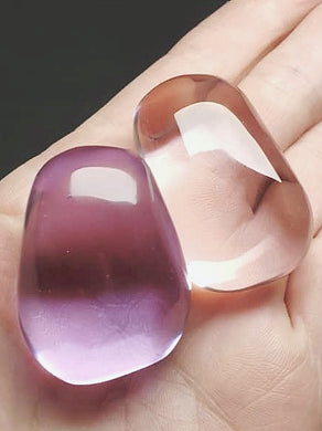 Andara Crystal Tumbled Pair Pink Violet Healing Flame