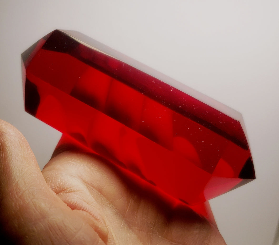 Red - Deep Double Terminated Polished Andara Crystal Wand
