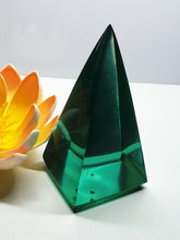 Load image into Gallery viewer, Teal w/ Earth Shaman Andara Crystal Nubian Pyramid 3in x 1.5in