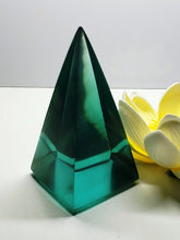 Load image into Gallery viewer, Teal Andara Crystal Nubian Pyramid 3in x 1.5in