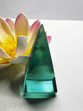 Load image into Gallery viewer, Teal w/ Earth Shaman Andara Crystal Nubian Pyramid 2.5in x 1.25in