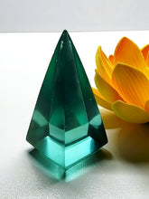 Load image into Gallery viewer, Teal w/ Earth Shaman Andara Crystal Nubian Pyramid 2.5in x 1.25in