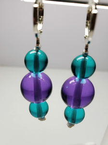 Teal & Violet color change Andara Crystal Earrings