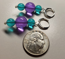 Load image into Gallery viewer, Teal &amp; Violet color change Andara Crystal Earrings