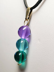 Teal Violet Healing Flame Andara Crystal Pendant 10mm